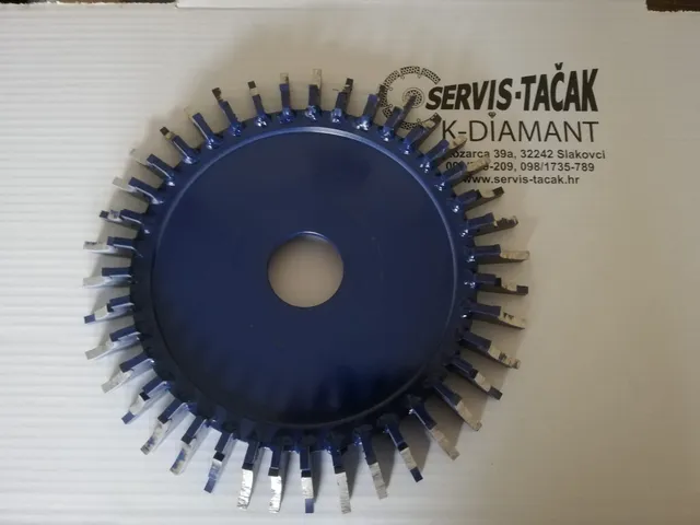 Blue wheel with diamond segments, top view
