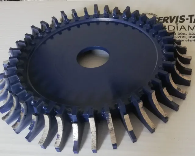 Blue diamond wheel with curved segments